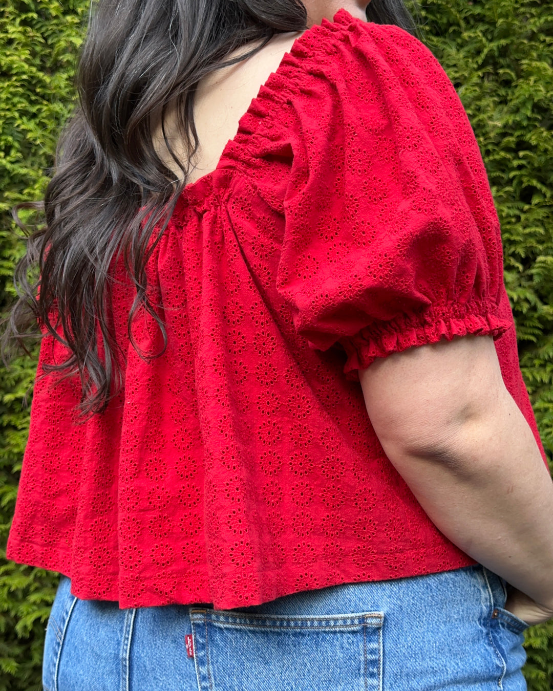 Dandelion Burst Cotton Eyelet - Chili Pepper