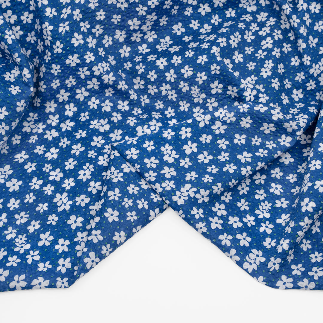 Backyard Bash Crinkle Cotton - Lapis/White | Blackbird Fabrics