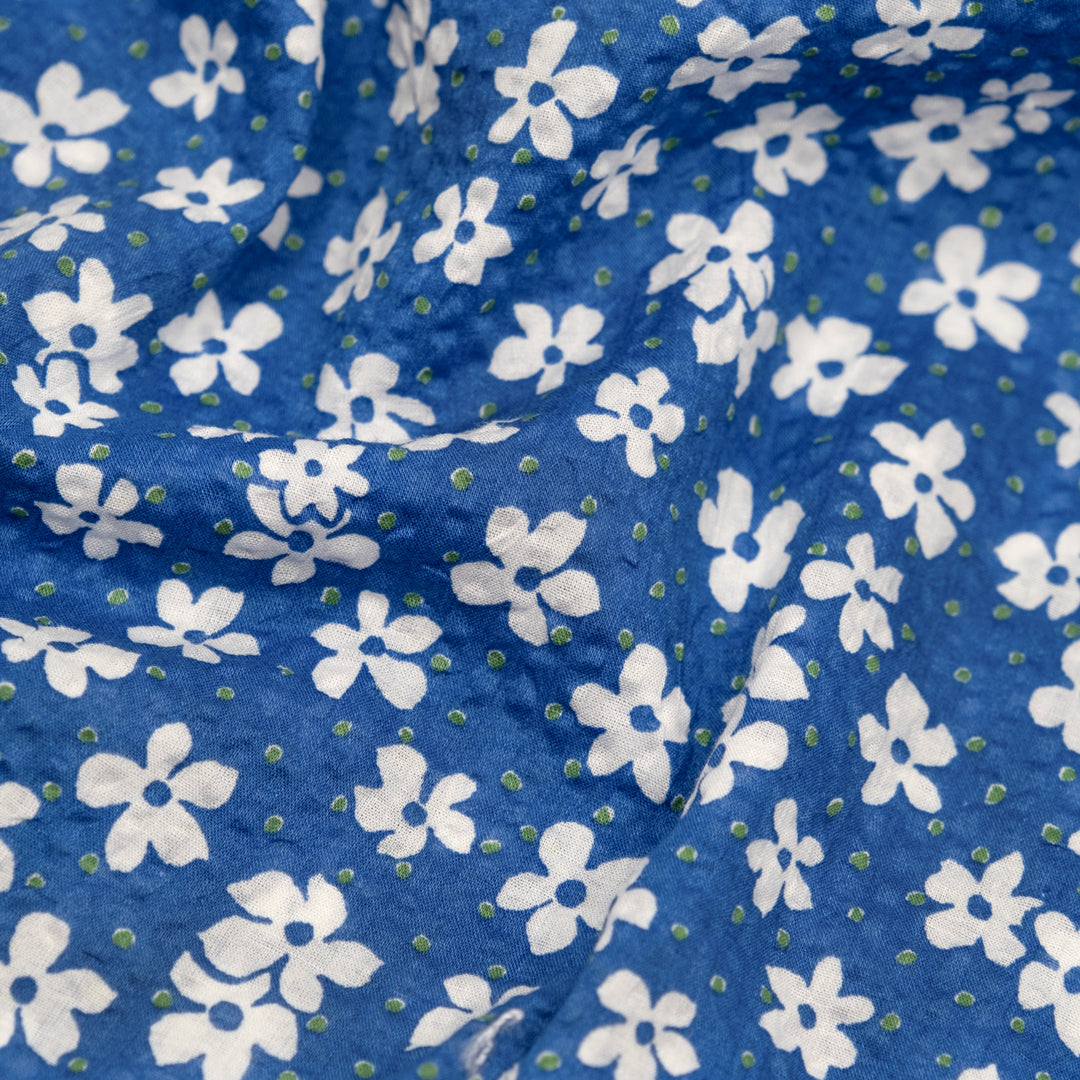 Backyard Bash Crinkle Cotton - Lapis/White | Blackbird Fabrics