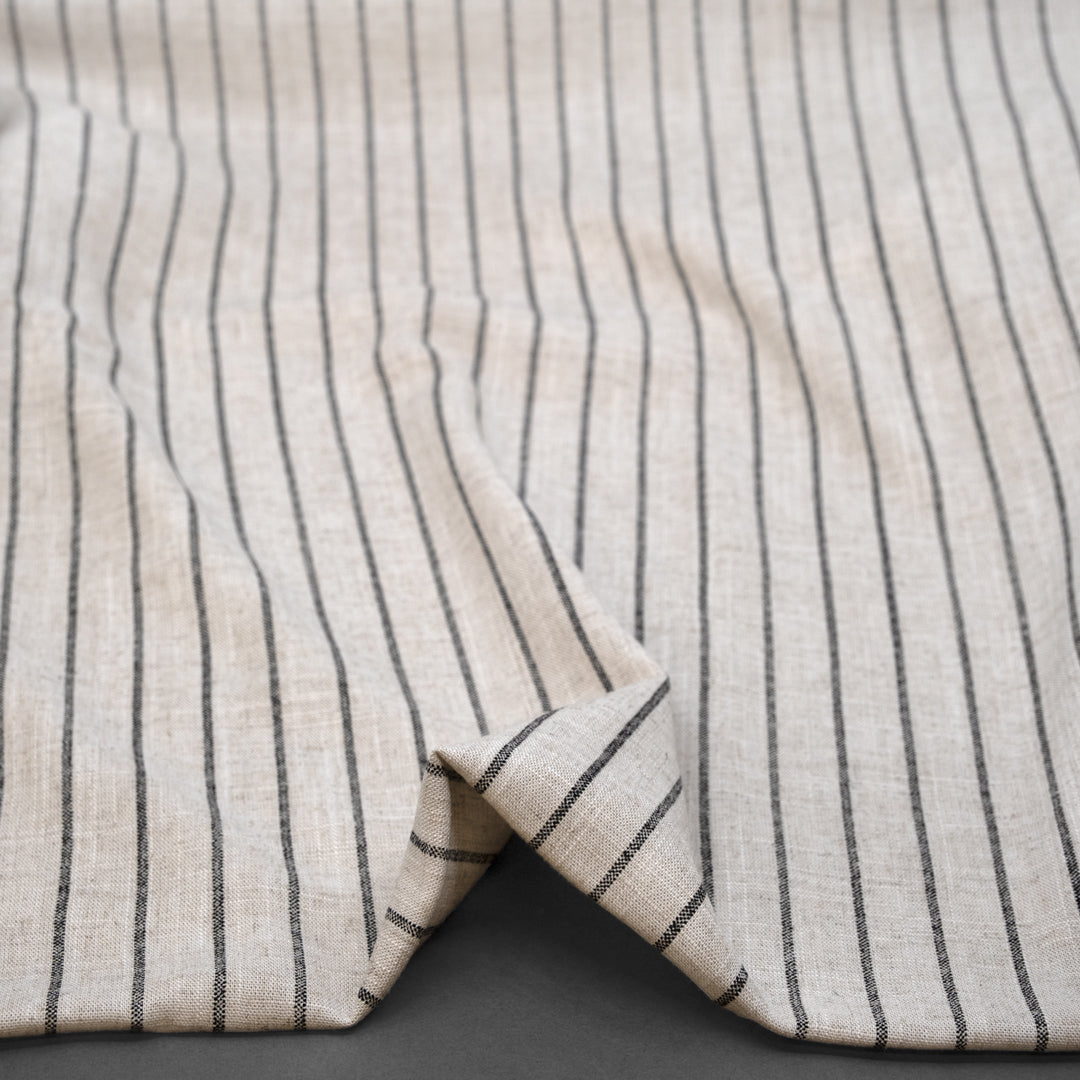 Striped Viscose Linen Noil - Natural | Blackbird Fabrics