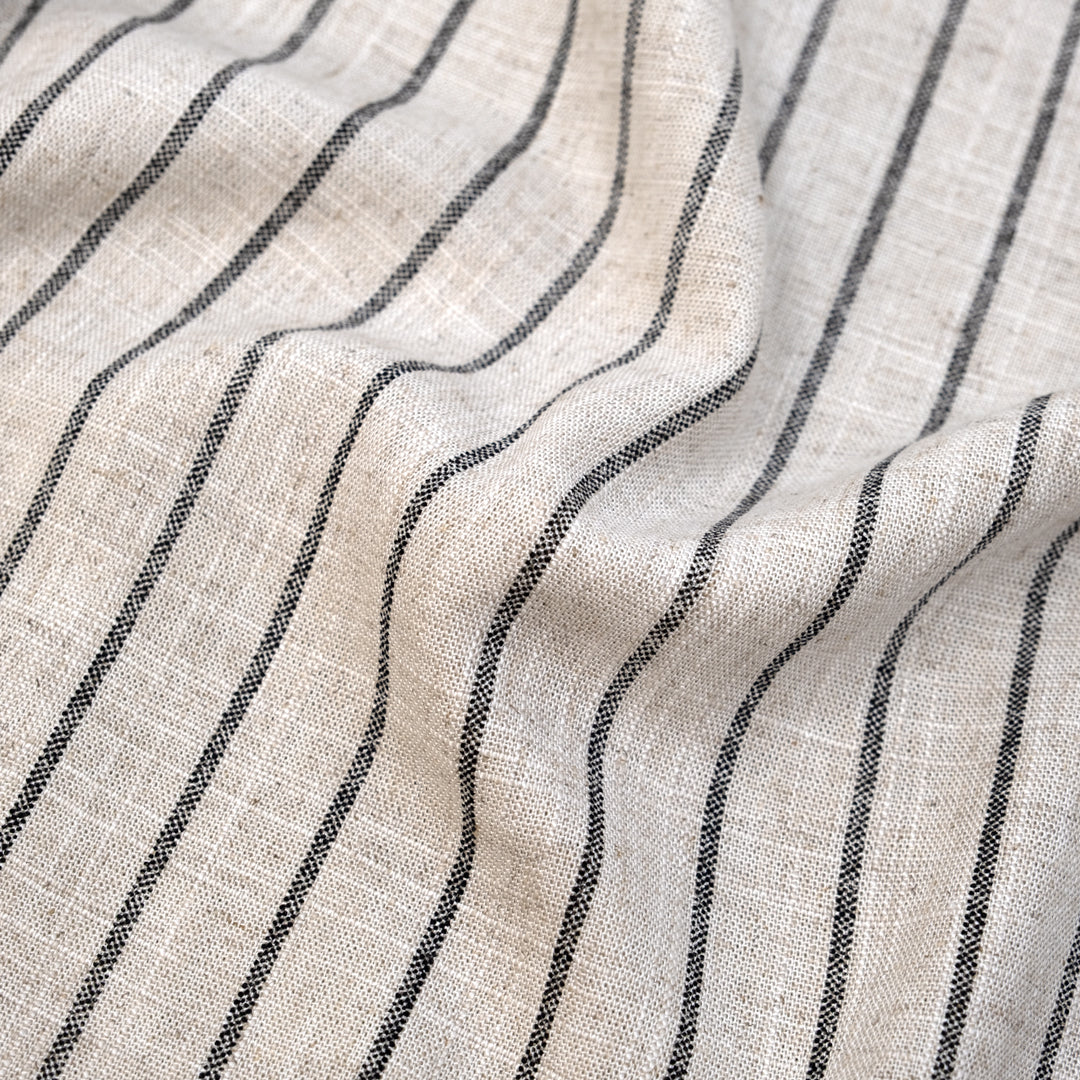 Striped Viscose Linen Noil - Natural | Blackbird Fabrics