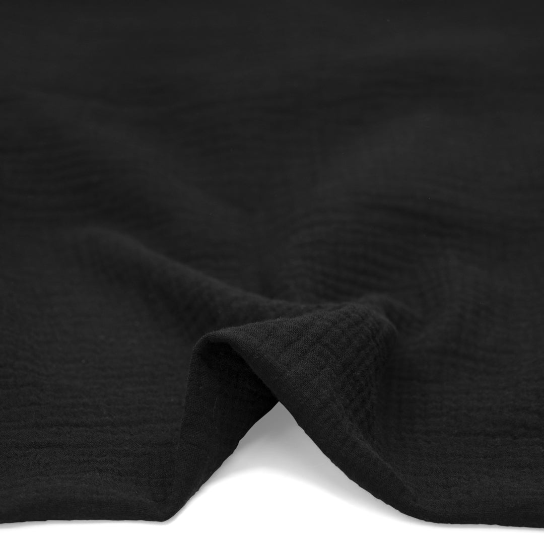 Organic Cotton Double Gauze - Black | Blackbird Fabrics