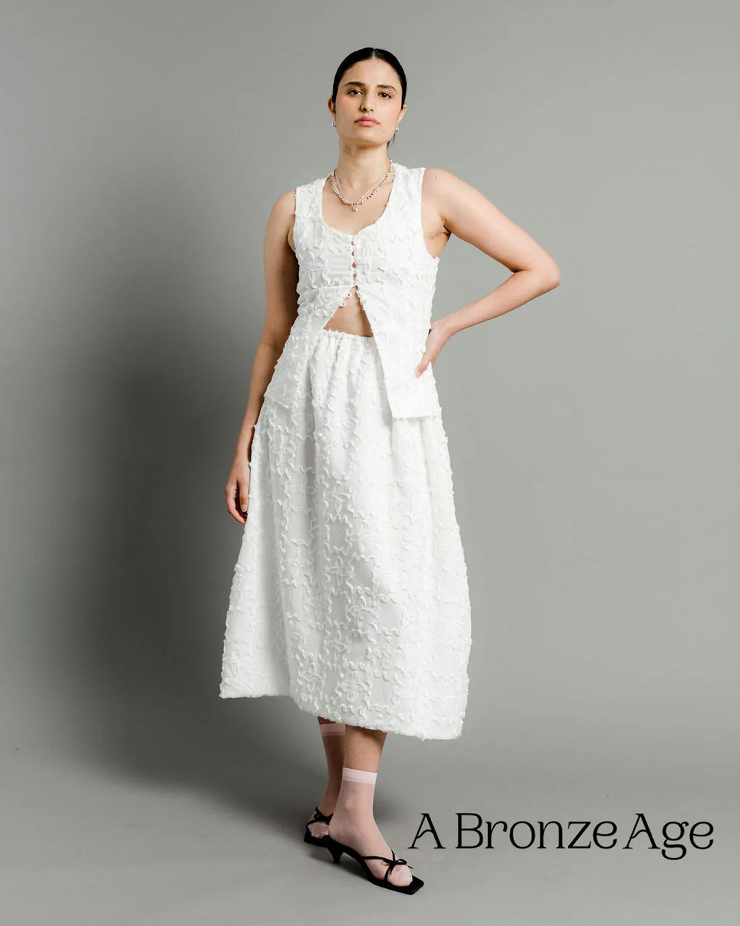 Deadstock Wiggle Poly Voile - White | Blackbird Fabrics