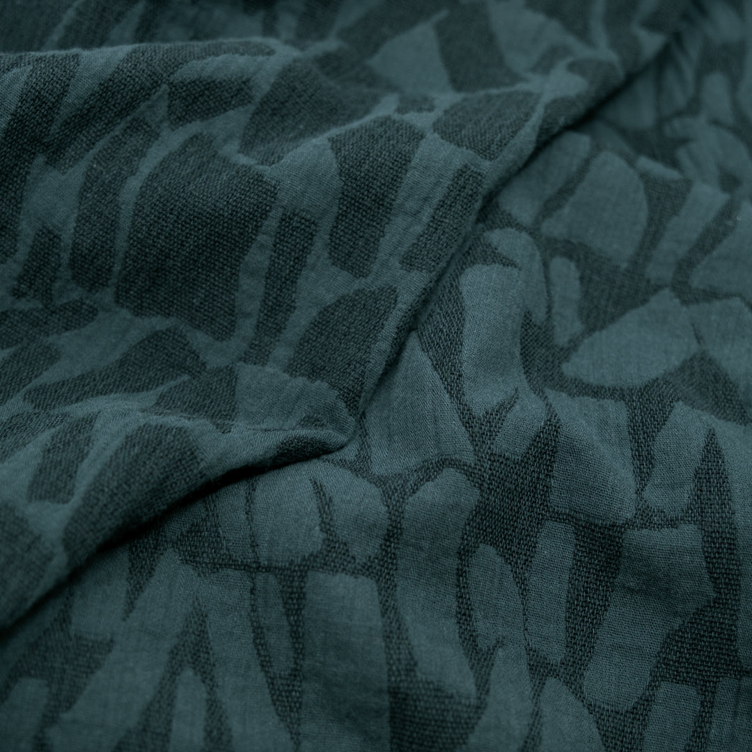 Abstract Textured Cotton Blend Jacquard - Petrol | Blackbird Fabrics