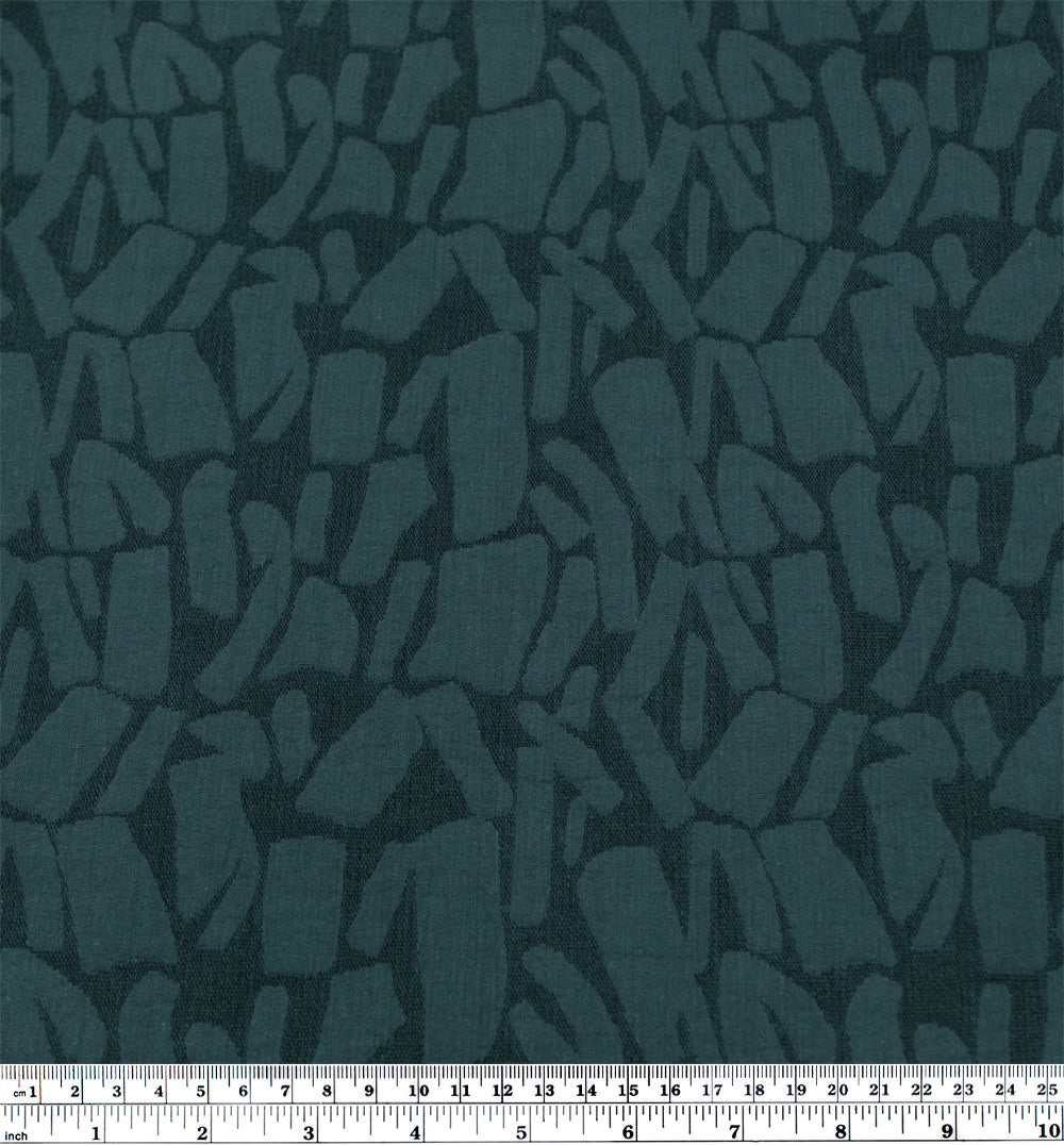 Abstract Textured Cotton Blend Jacquard - Petrol | Blackbird Fabrics