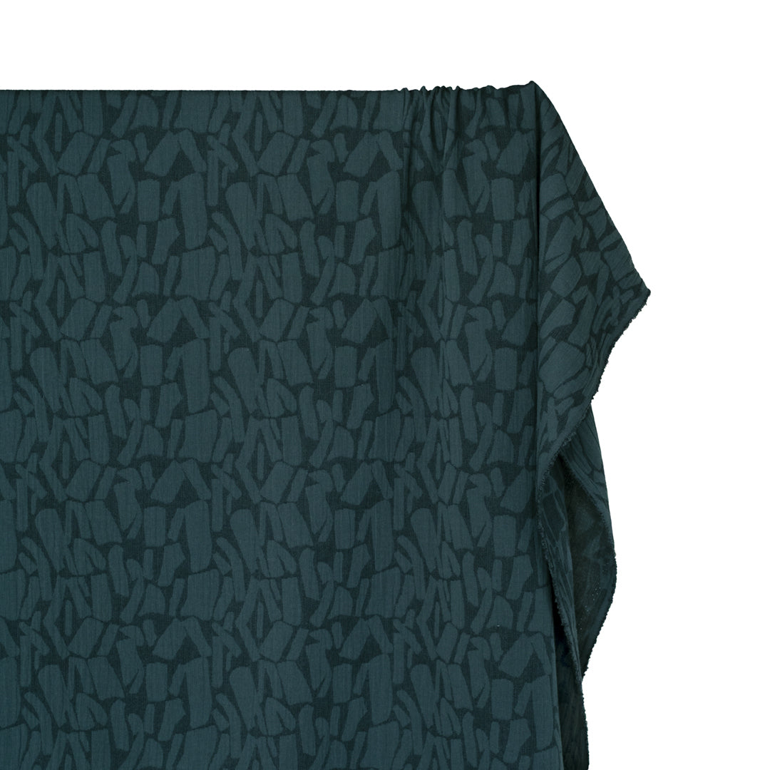 Abstract Textured Cotton Blend Jacquard - Petrol | Blackbird Fabrics