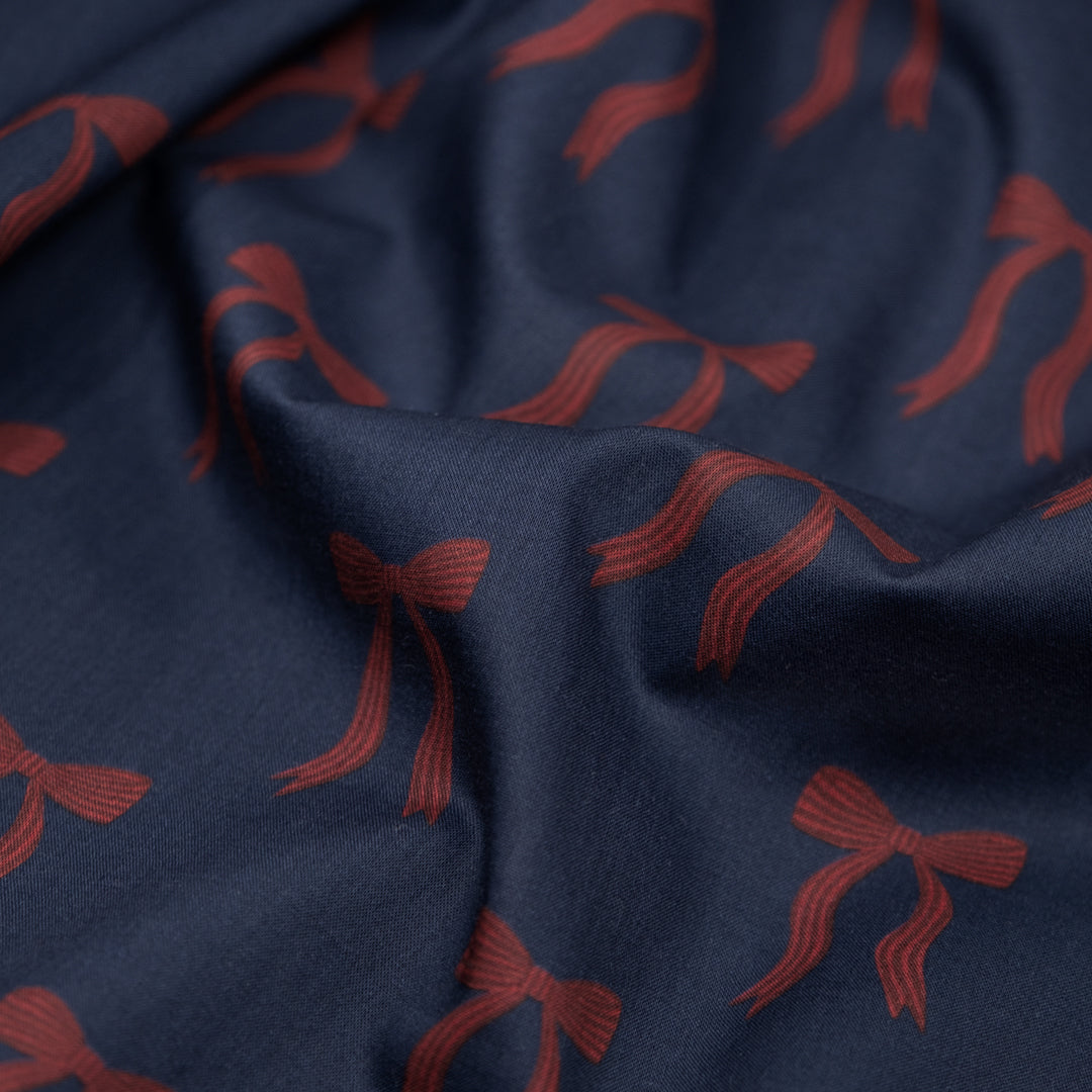 Adorn You Lightweight Cotton Lawn - Dark Denim/Cranberry | Blackbird Fabrics