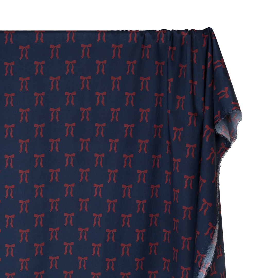 Adorn You Lightweight Cotton Lawn - Dark Denim/Cranberry | Blackbird Fabrics