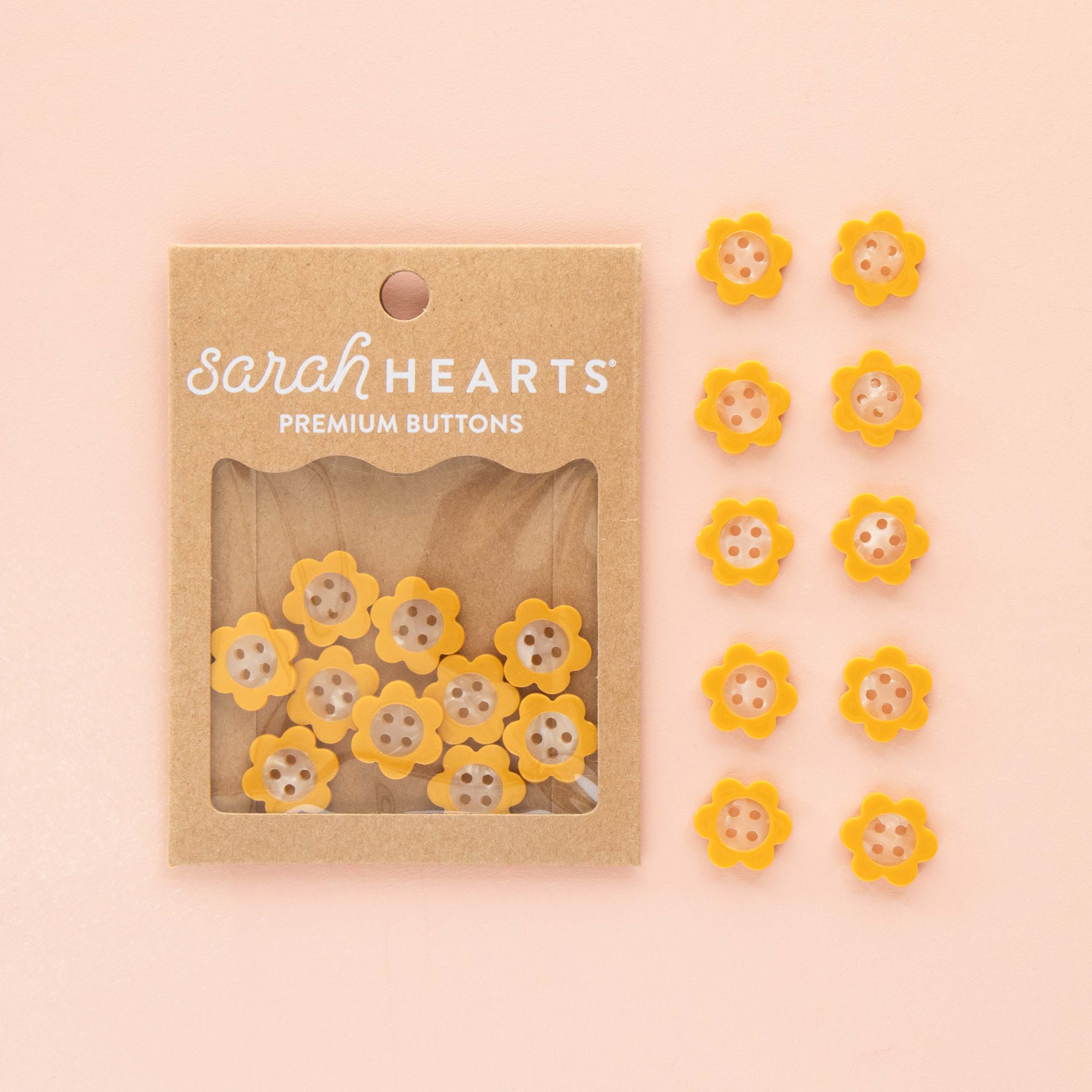 Yellow Daisy 15mm (5/8”) Buttons By Sarah Hearts - Set of 10 | Blackbird Fabrics