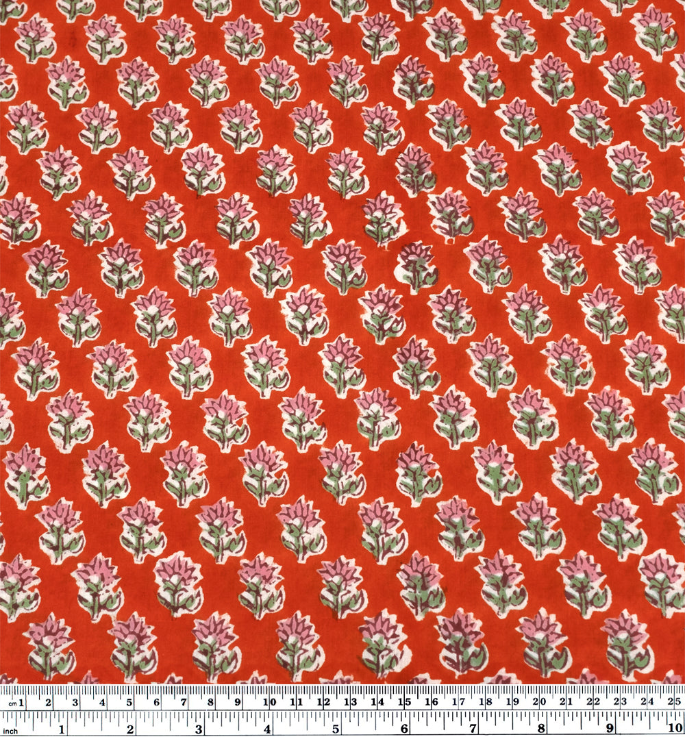 Bloom Block Printed Organic Cotton Batiste - Firecracker/Bubblegum | Blackbird Fabrics