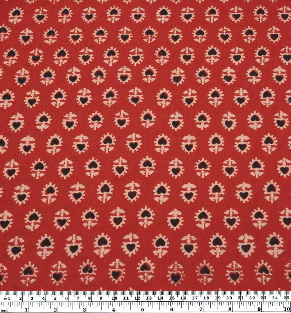Bloom Block Printed Organic Cotton Batiste - Tomato/Quartz/Black | Blackbird Fabrics