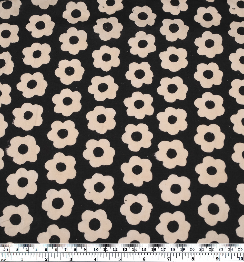 Bloom Block Printed Organic Cotton Batiste - Vintage Black/Bone | Blackbird Fabrics