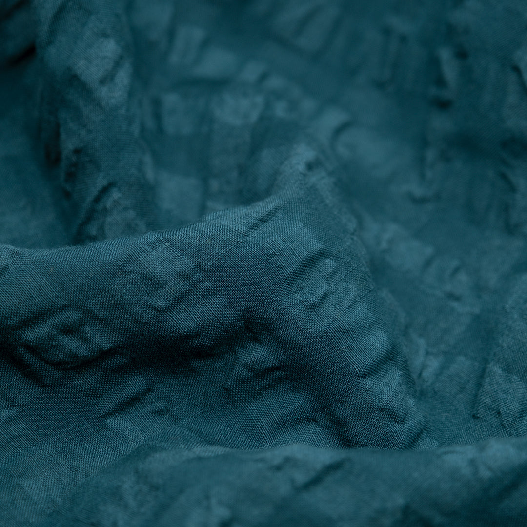 Check Linen Viscose Gauze - Deep Teal | Blackbird Fabrics