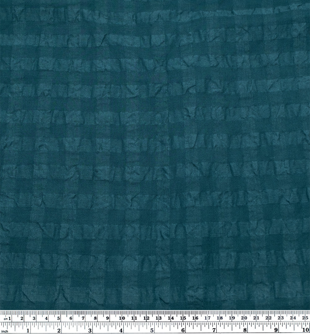 Check Linen Viscose Gauze - Deep Teal | Blackbird Fabrics