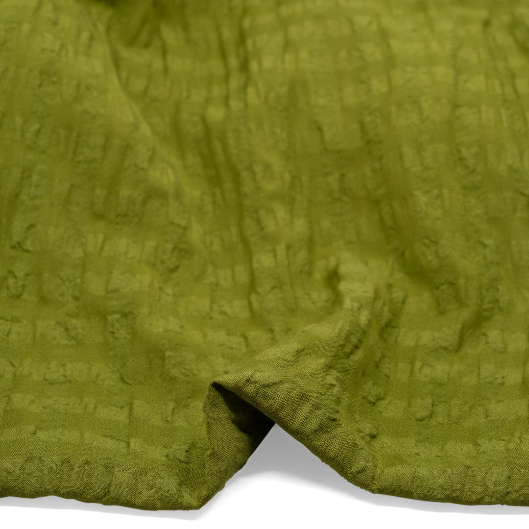 Check Linen Viscose Gauze - Pickle | Blackbird Fabrics