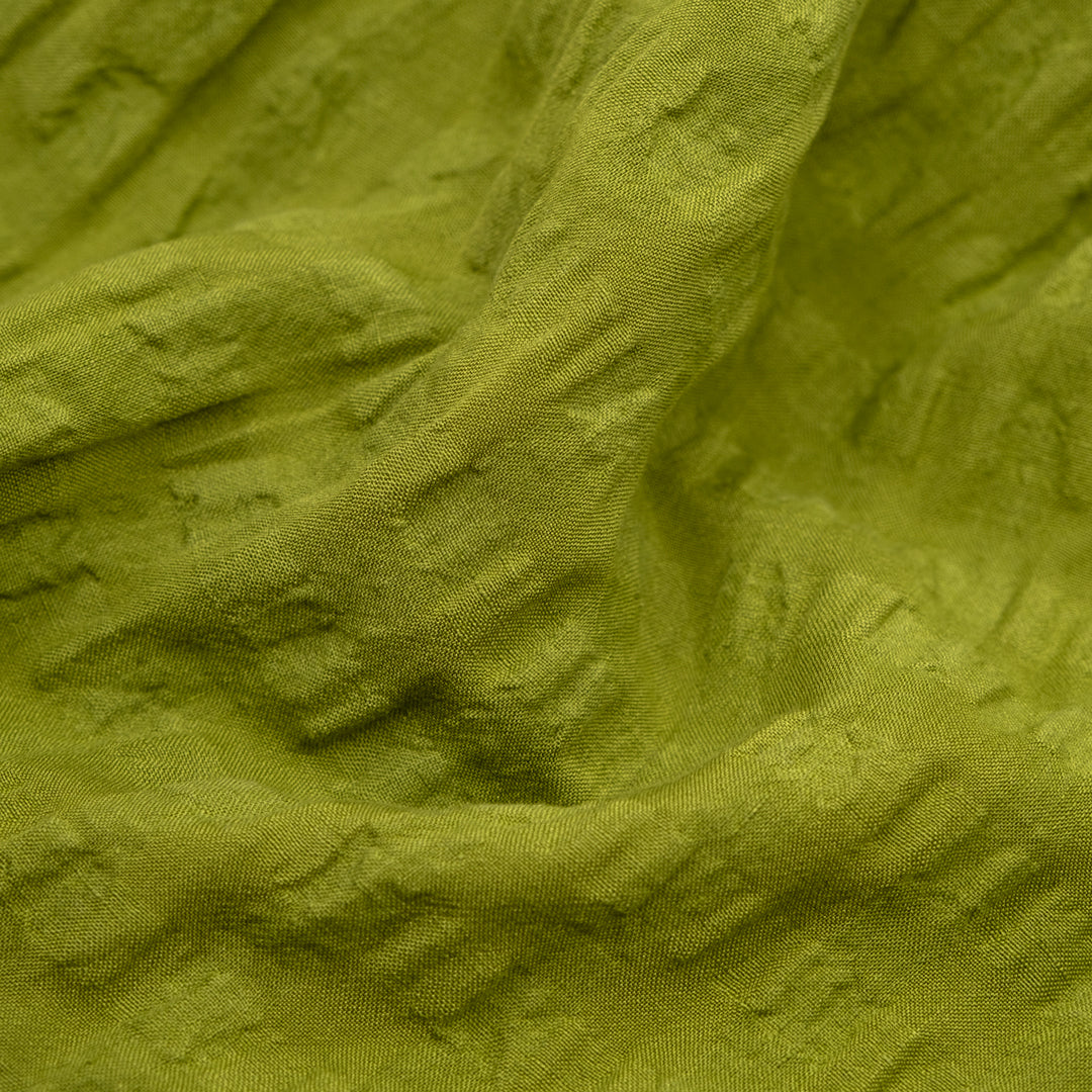 Check Linen Viscose Gauze - Pickle | Blackbird Fabrics