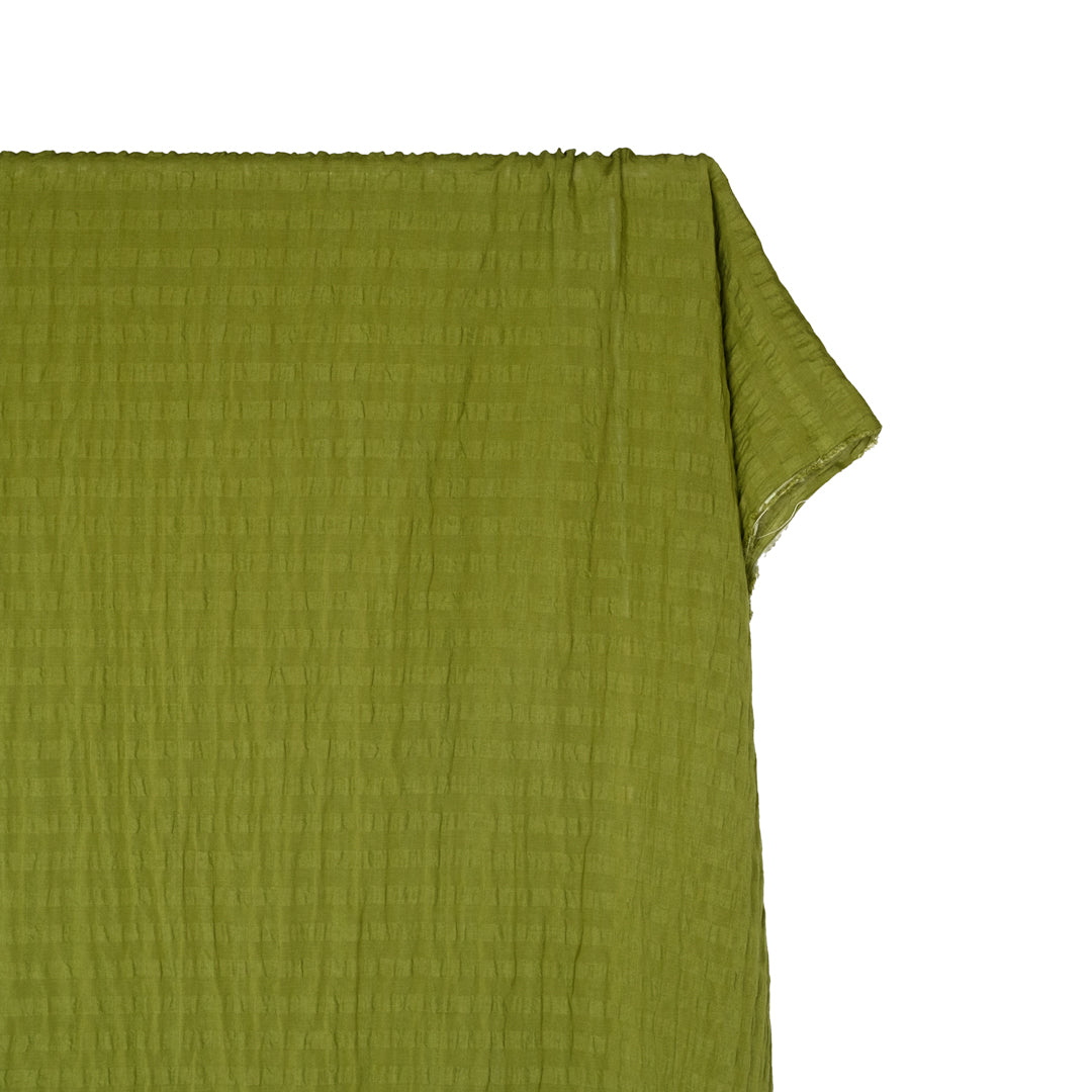Check Linen Viscose Gauze - Pickle | Blackbird Fabrics