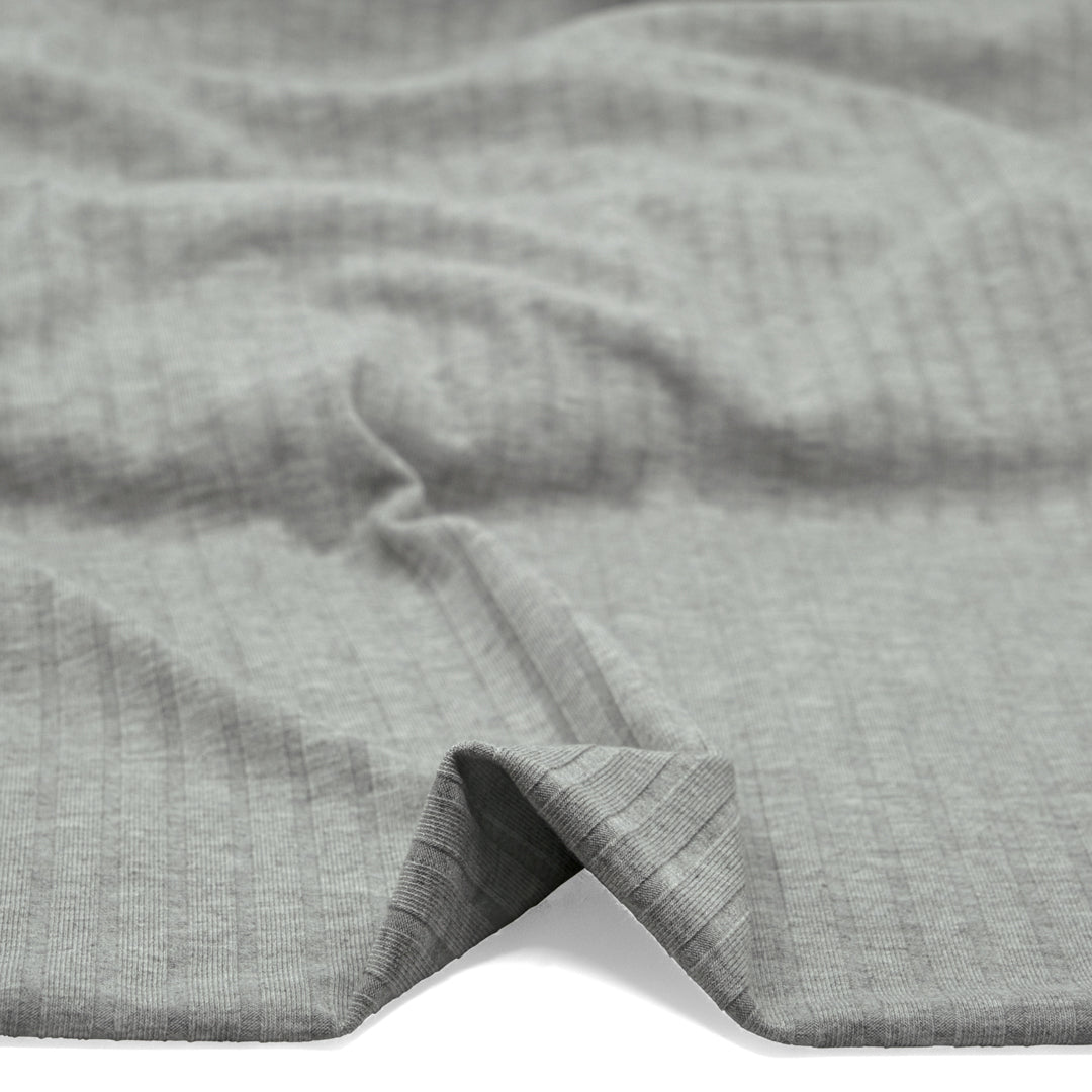 Chunky Rib Knit - Light Heather Grey | Blackbird Fabrics