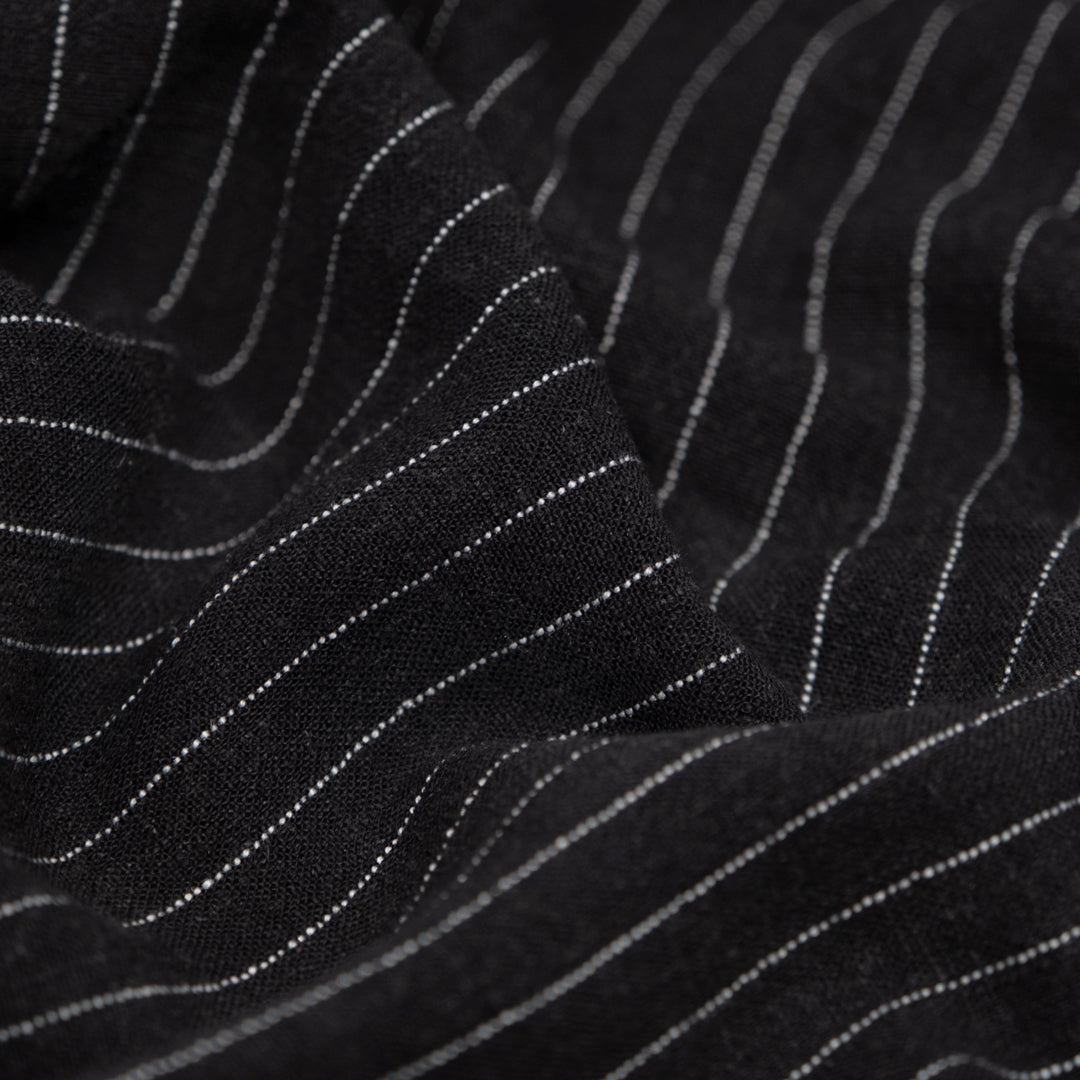 Classic Stripe Rayon Linen Noil - Black/White | Blackbird Fabrics