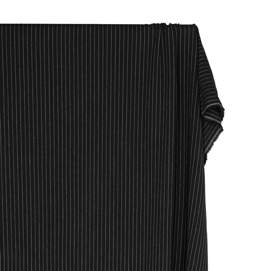 Classic Stripe Rayon Linen Noil - Black/White | Blackbird Fabrics