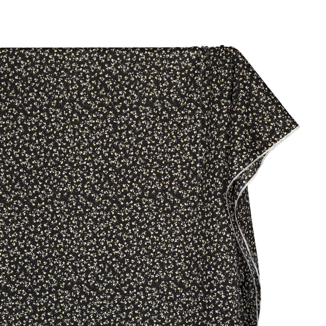 Cottage Sprigs Cotton Lawn - Black/Buttercup | Blackbird Fabrics