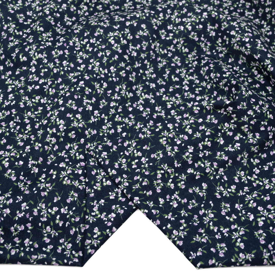 Cottage Sprigs Cotton Lawn - Navy/Violet | Blackbird Fabrics