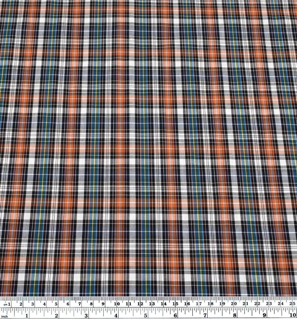 Deadstock Plaid Cotton Shirting - Black/White/Multi | Blackbird Fabrics
