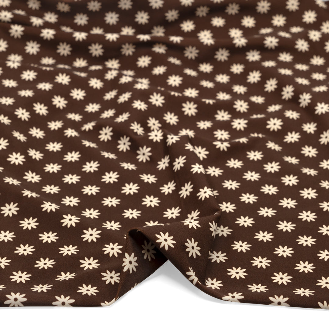 Daisy Days Recycled Nylon Swim Tricot - Chocolate/Cream | Blackbird Fabrics
