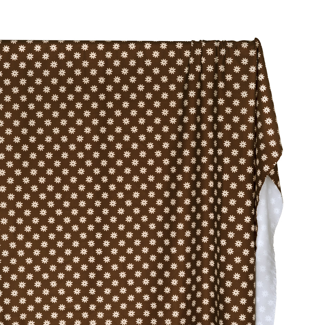 Daisy Days Recycled Nylon Swim Tricot - Chocolate/Cream | Blackbird Fabrics