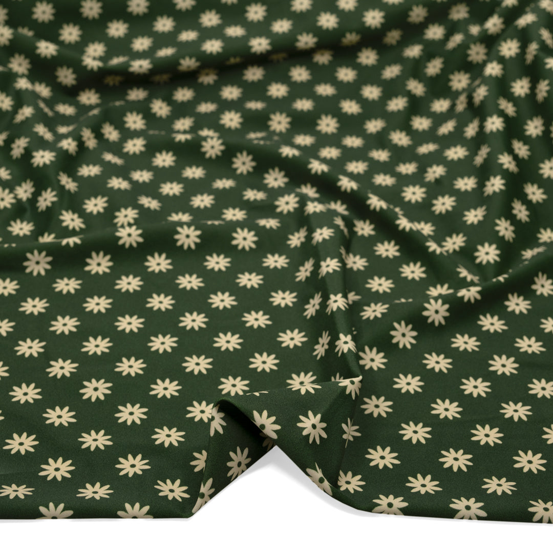Daisy Days Recycled Nylon Swim Tricot - Forest/Cream | Blackbird Fabrics