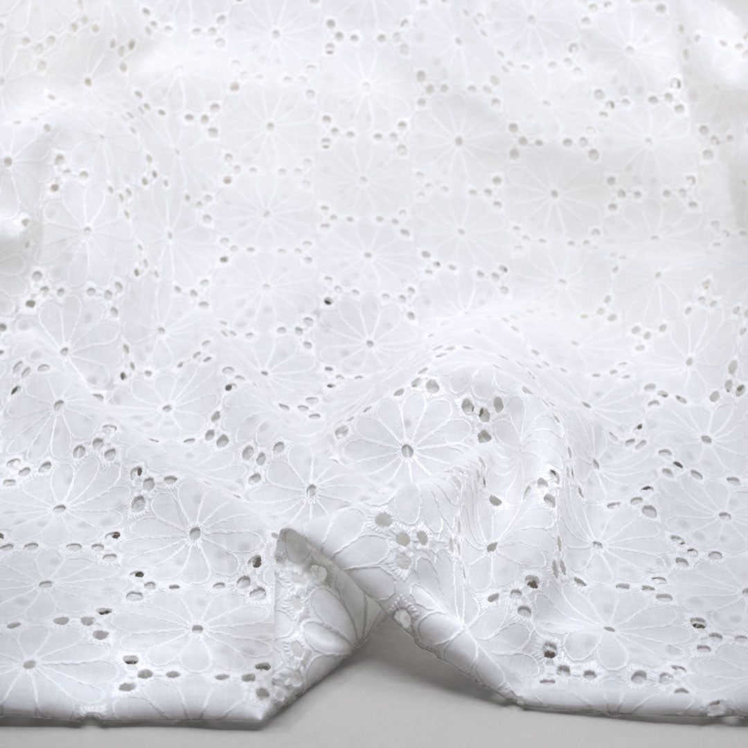 Daisy Pop Cotton Eyelet - Ivory | Blackbird Fabrics
