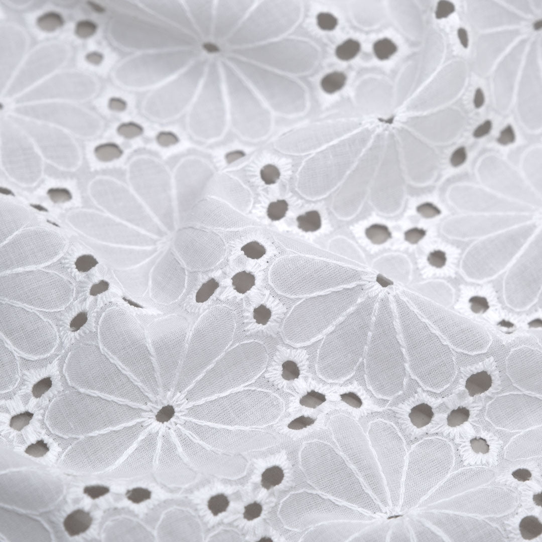 Daisy Pop Cotton Eyelet - Ivory | Blackbird Fabrics