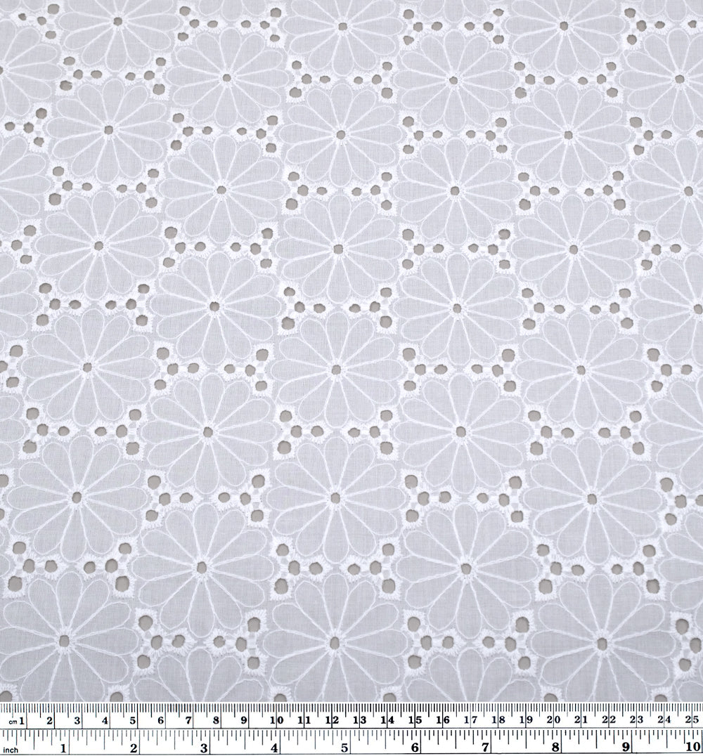 Daisy Pop Cotton Eyelet - Ivory | Blackbird Fabrics