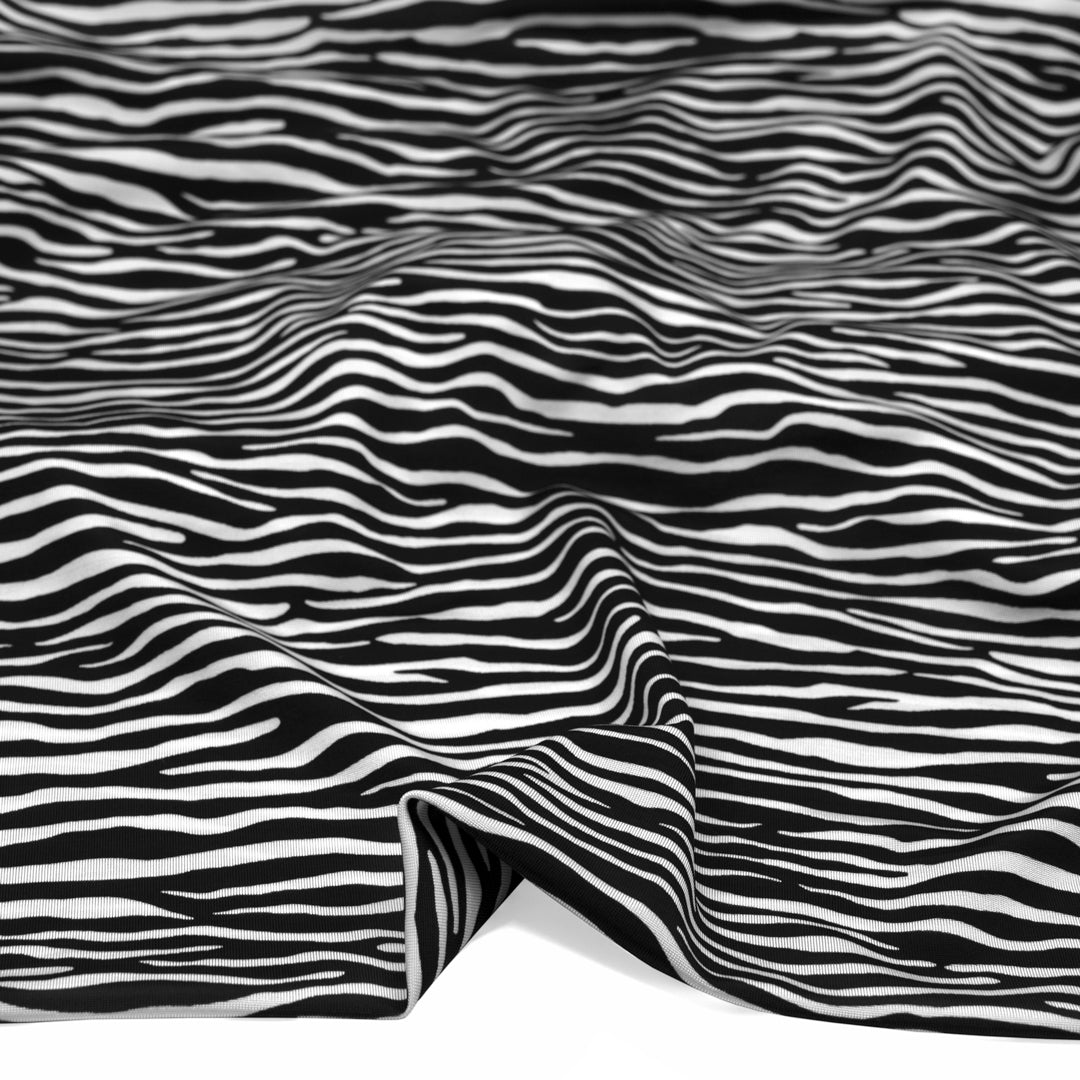 Deadstock Find Your Stripes Viscose Mesh - Black/White | Blackbird Fabrics