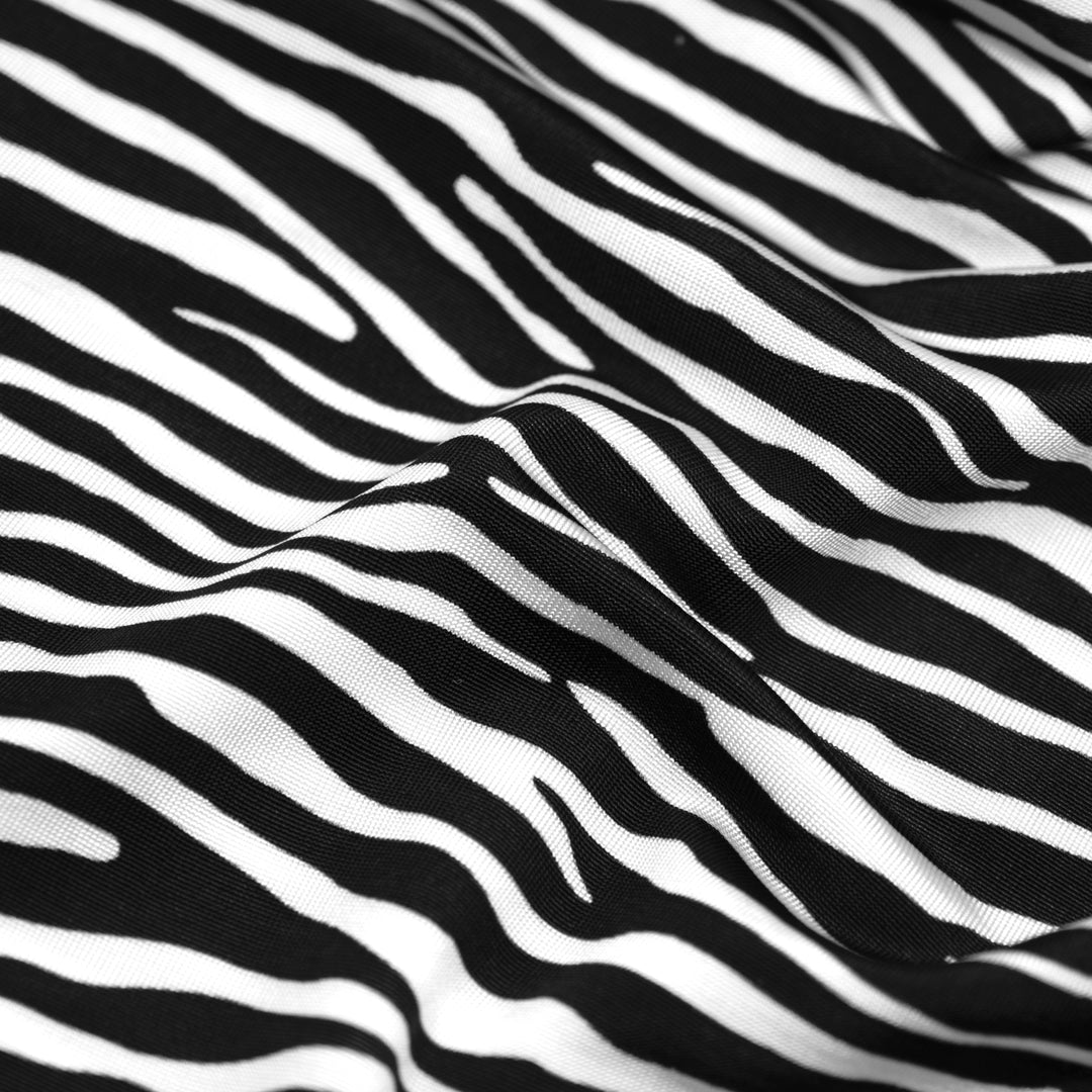 Deadstock Find Your Stripes Viscose Mesh - Black/White | Blackbird Fabrics