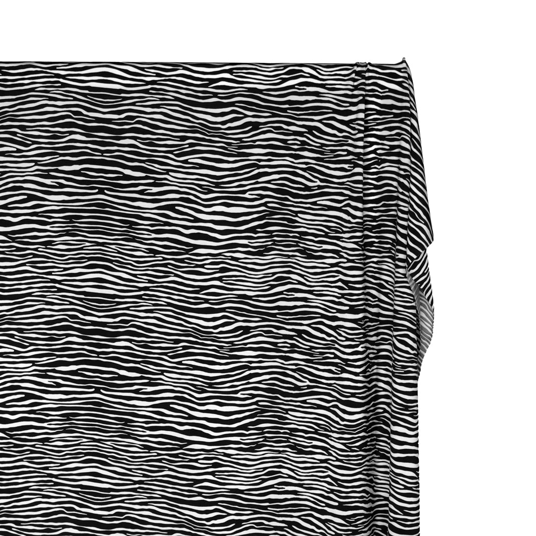 Deadstock Find Your Stripes Viscose Mesh - Black/White | Blackbird Fabrics