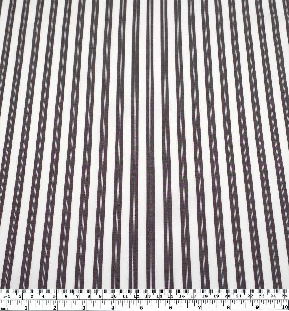 Deadstock Stripe Cotton Shirting - Fudge/White | Blackbird Fabrics