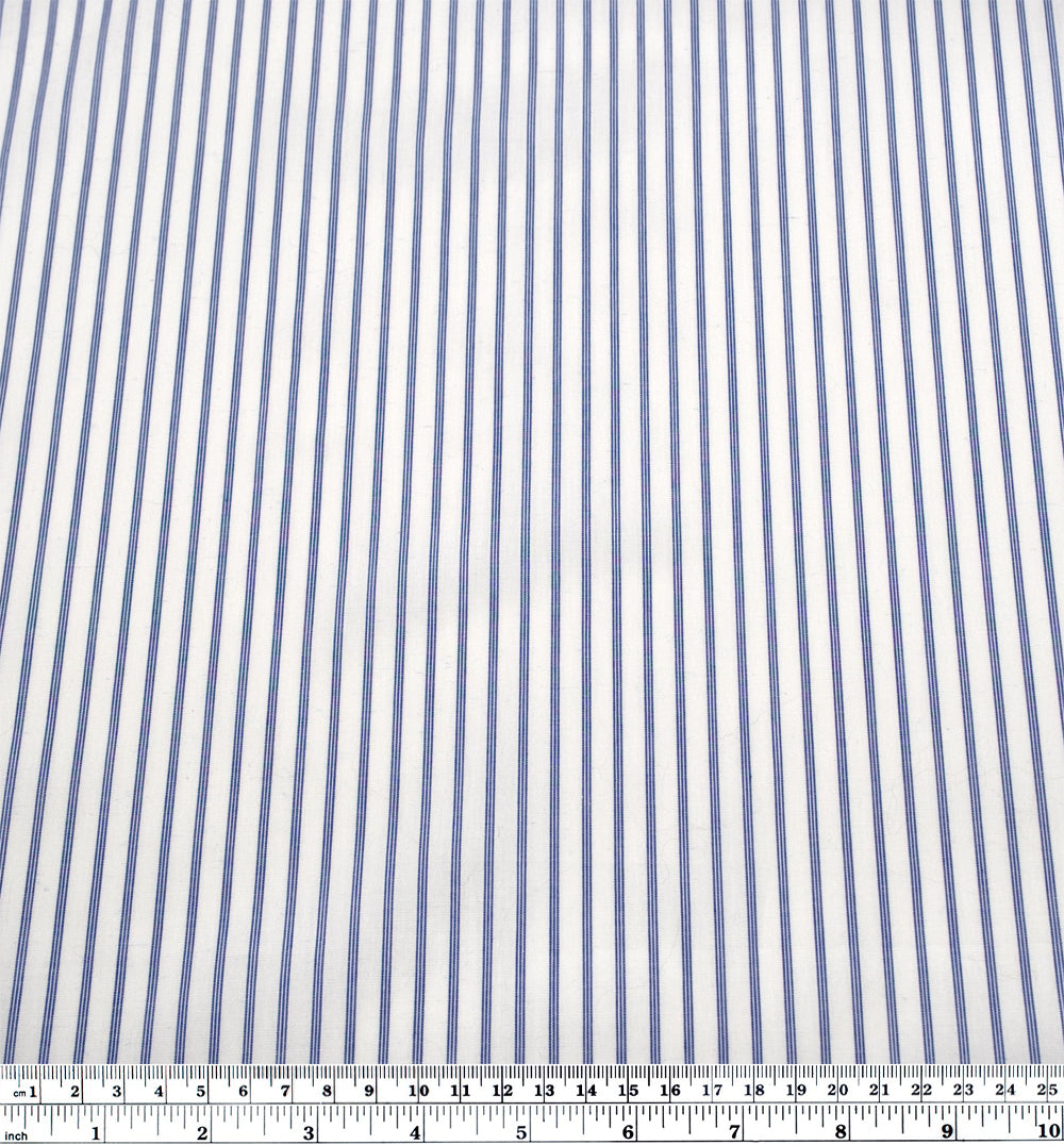 Deadstock Stripe Cotton Shirting - White/Azure | Blackbird Fabrics