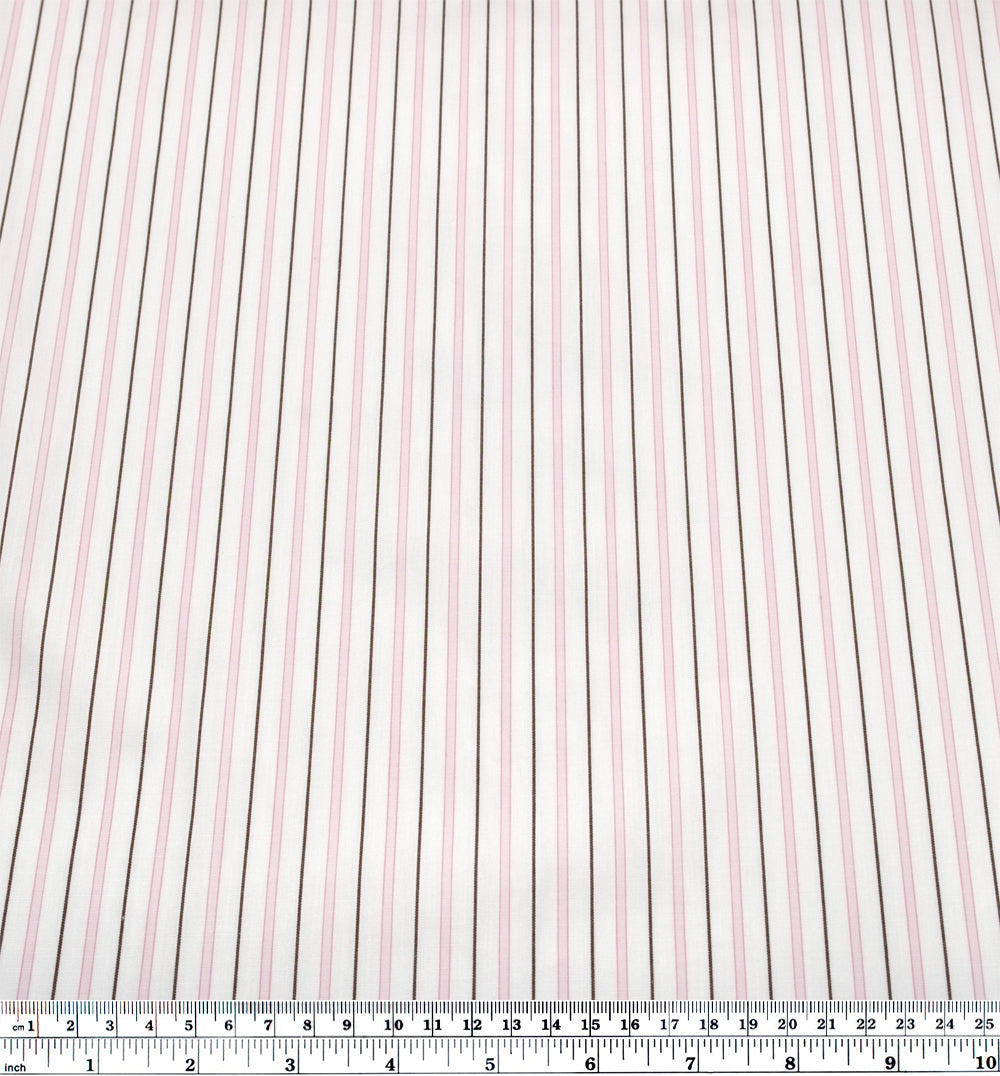 Deadstock Stripe Cotton Shirting - White/Pale Pink | Blackbird Fabrics