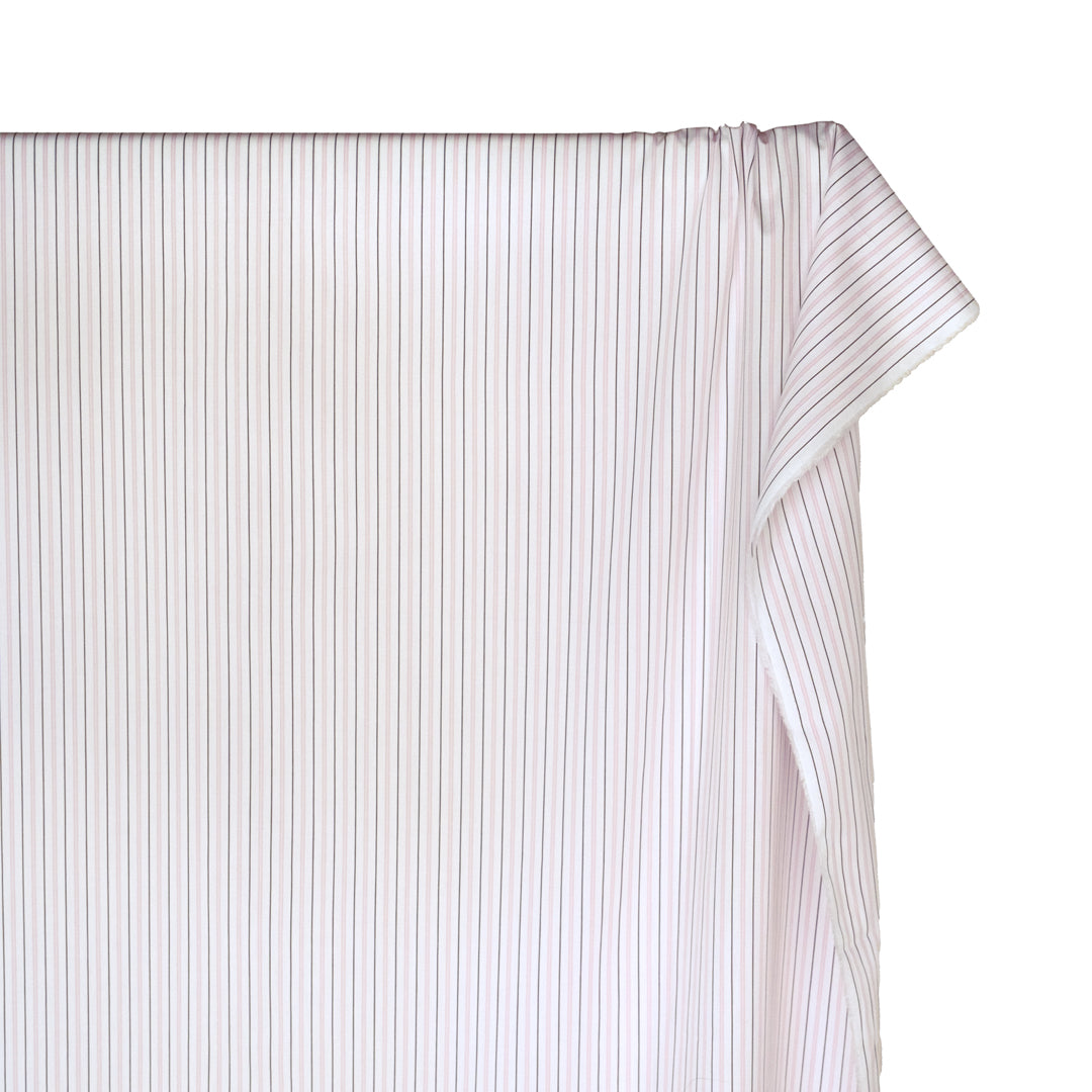 Deadstock Stripe Cotton Shirting - White/Pale Pink | Blackbird Fabrics