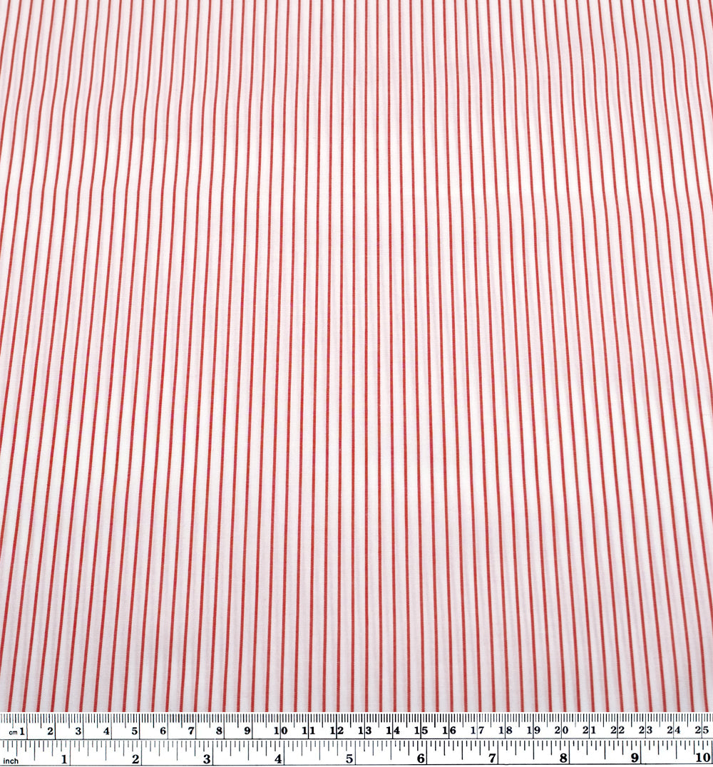 Deadstock Stripe Cotton Shirting - White/Poppy | Blackbird Fabrics