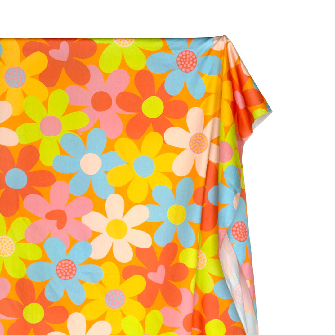 Ellie Whittaker - Betty Organic Cotton Sateen - Turmeric/Carnation/Limeade | Blackbird Fabrics