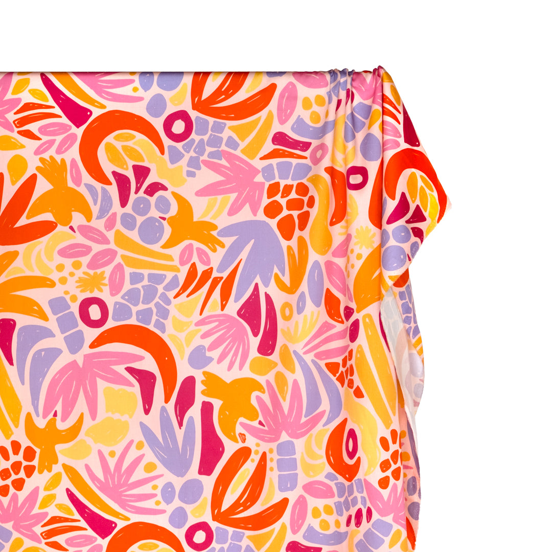 Ellie Whittaker - Forest Flight Organic Cotton Sateen - Petal/Firecracker/Lavender | Blackbird Fabrics