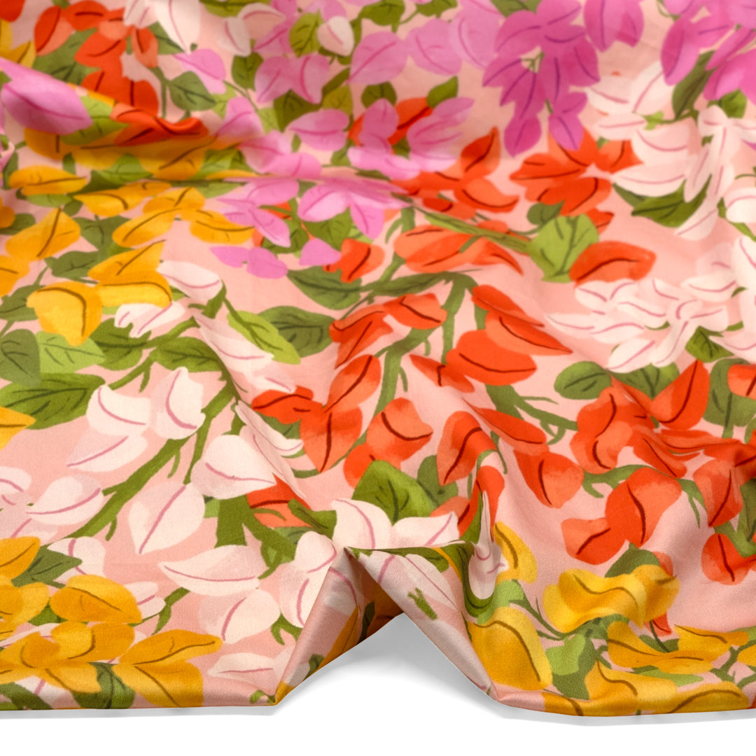 Ellie Whittaker - Beautiful Bougs Organic Cotton Sateen - Dusty Rose/Candy Pink/Persimmon | Blackbird Fabrics