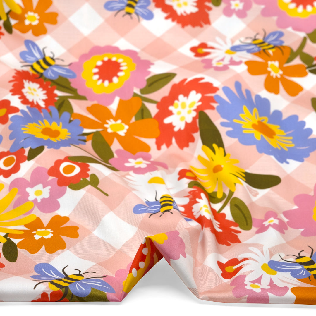 Ellie Whittaker - Funday Flow Organic Cotton Sateen - Blush/White/Multi | Blackbird Fabrics