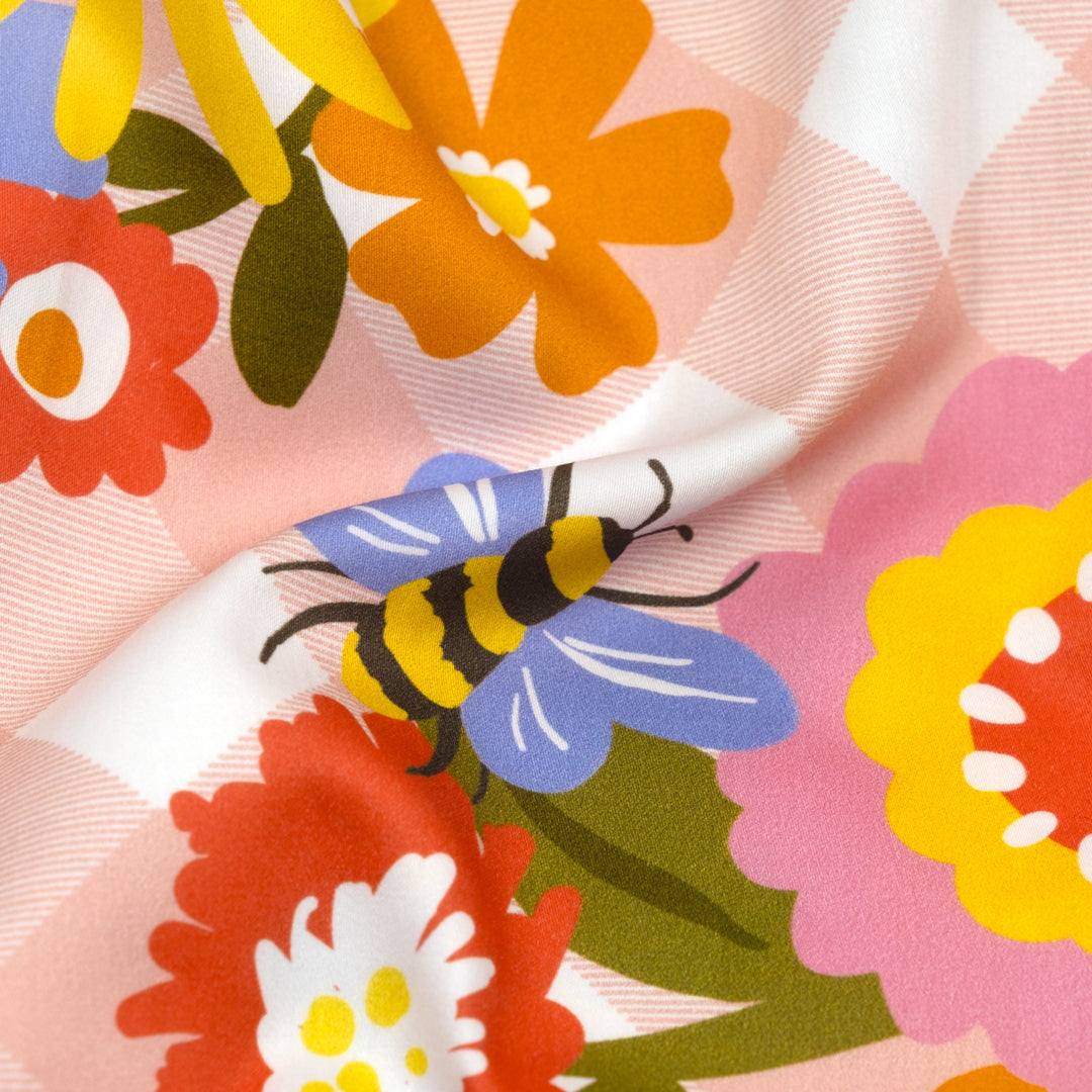 Ellie Whittaker - Funday Flow Organic Cotton Sateen - Blush/White/Multi | Blackbird Fabrics