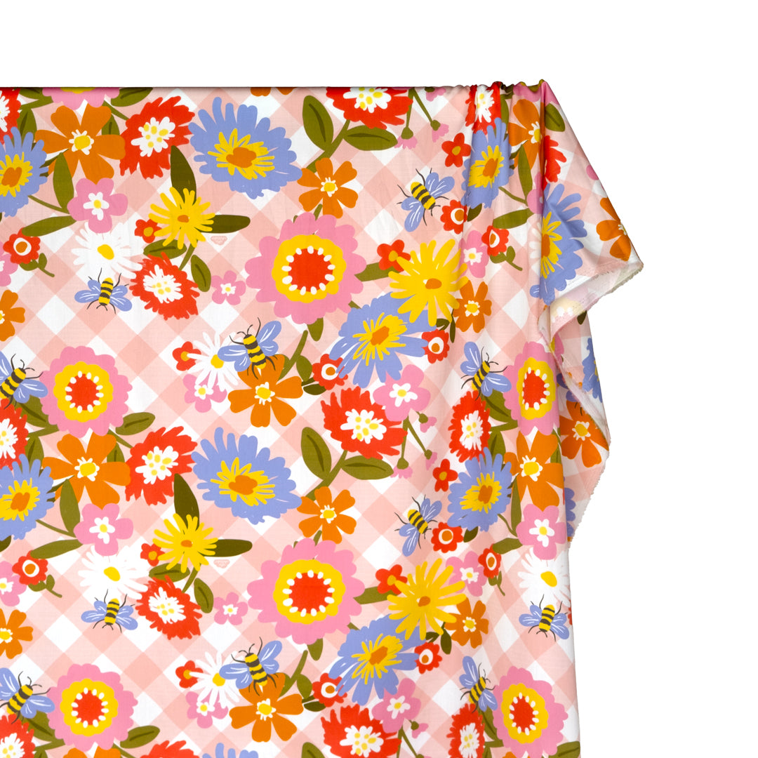 Ellie Whittaker - Funday Flow Organic Cotton Sateen - Blush/White/Multi | Blackbird Fabrics