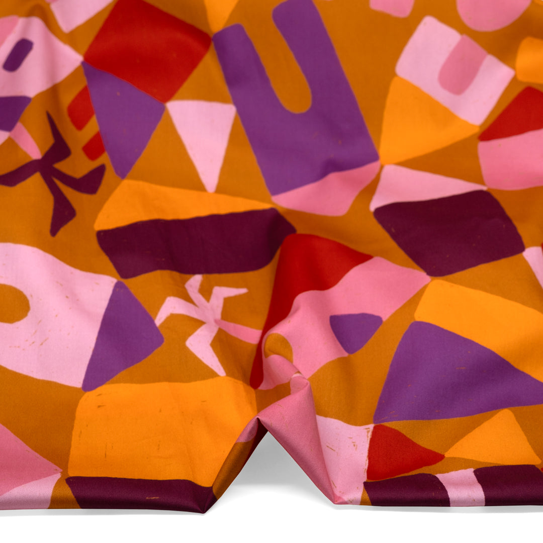 Ellie Whittaker - Home Organic Cotton Sateen - Caramel/Orchid/Taffy | Blackbird Fabrics