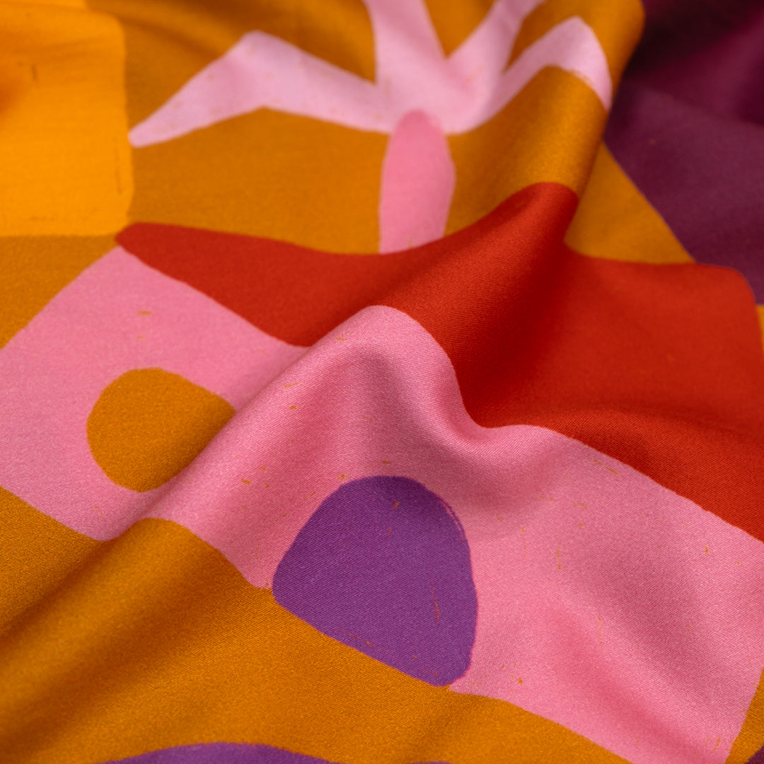 Ellie Whittaker - Home Organic Cotton Sateen - Caramel/Orchid/Taffy | Blackbird Fabrics