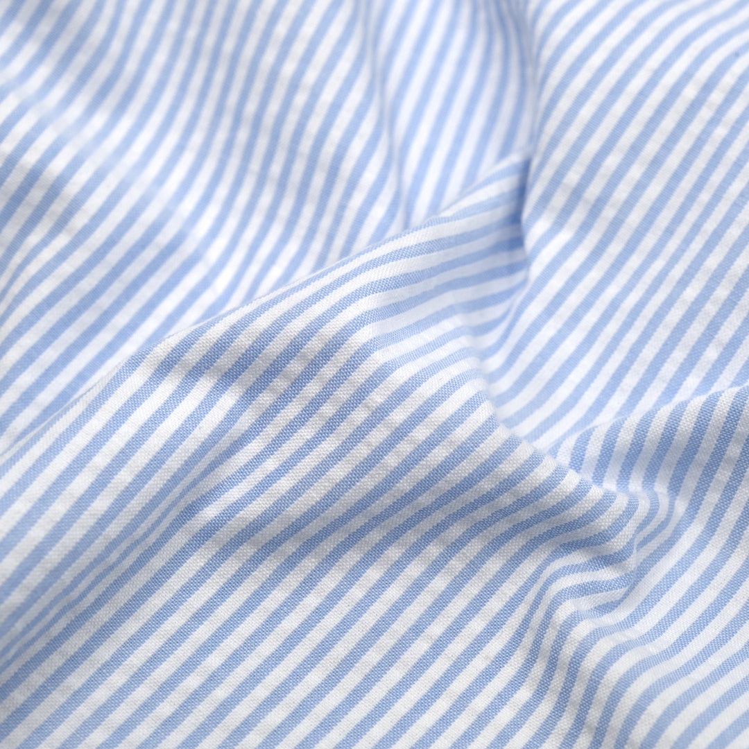 Seersucker Decorated Dress Blue Stripe